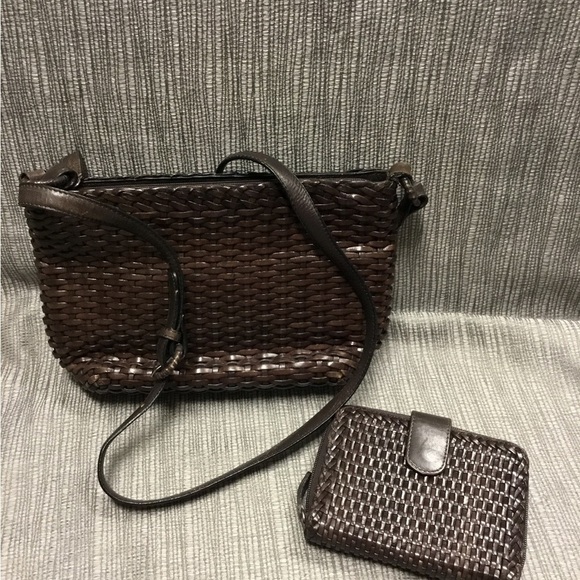 Talbots Brown Crossbody Woven Bag Set - Picture 5 of 10